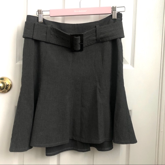 Grace Elements gray bottom pleat skirt with belt 8 - Picture 4 of 7